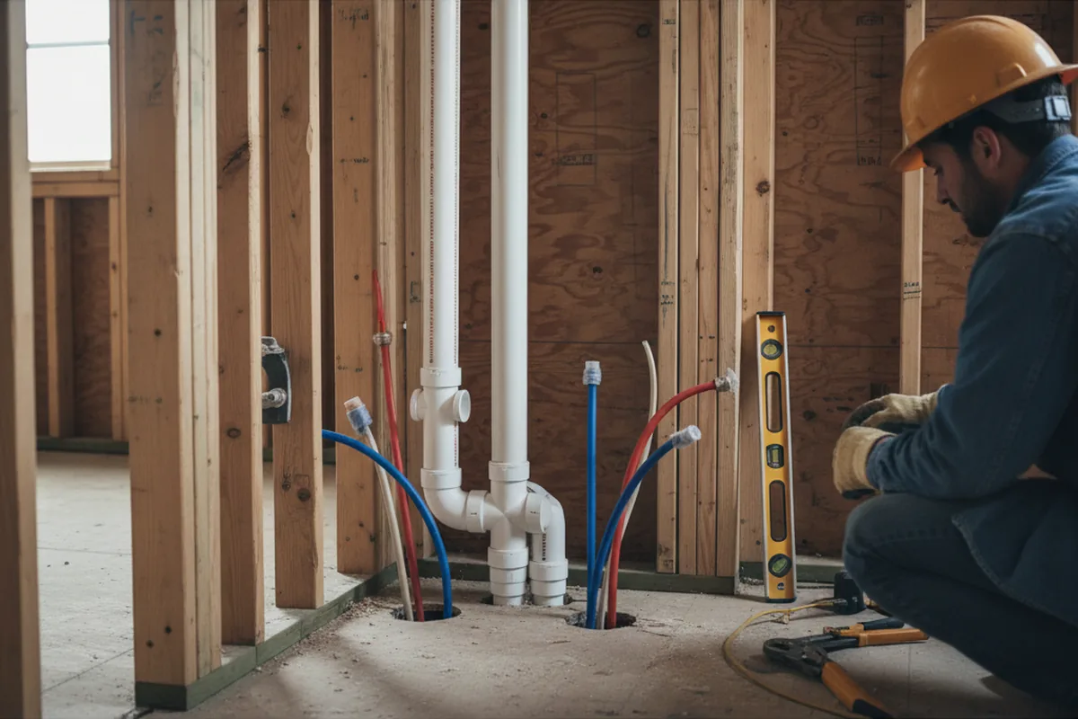 Drain and supply rough-in during Leak Detection in Girardville